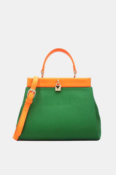 Håndtaske med 2 rum Grøn/Orange