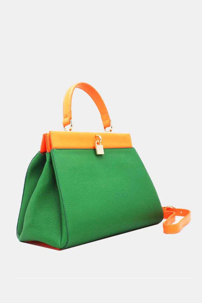 Håndtaske med 2 rum Grøn/Orange